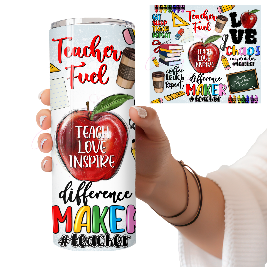 Coffee, teach, repeat - SKINNY TUMBLER