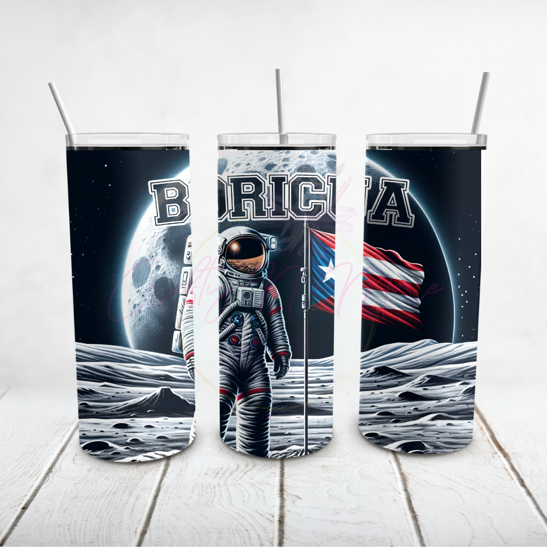 BORICUA EN LA LUNA - Puerto Rico Flag - SKINNY TUMBLER