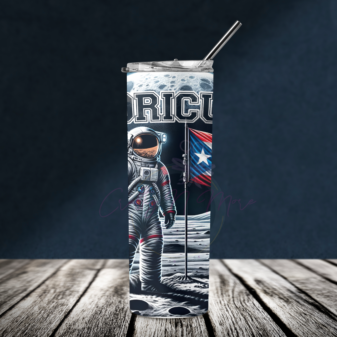 BORICUA EN LA LUNA - Puerto Rico Flag - SKINNY TUMBLER