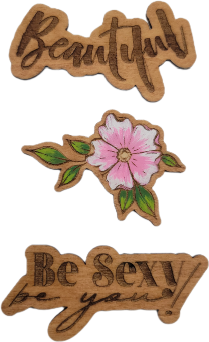 INSPIRATIONAL WOOD HAIR CLIPS SET